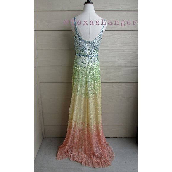 NWT Mac Duggal Sequin Gradient Multi Pastel Color Evening Gown Size 4 5691 - Picture 7 of 10